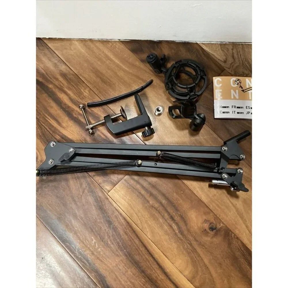 Professional Recording Microphone Stand with Adjustable Boom Arm and Adapter